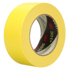 3M™ 301+ Cinta de Enmascarar Amarilla de Uso Industrial de 48mm x 55m