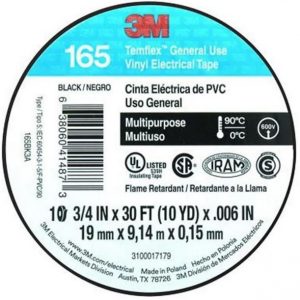 3M™ Temflex™ Cinta Eléctrica De Vinilo 165 Negra, 3/4 in x 30ft