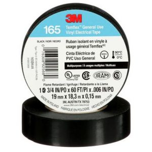3M™ Temflex™ Cinta Eléctrica De Vinilo 165 Negra, 3/4 in x 60 ft x .006 in